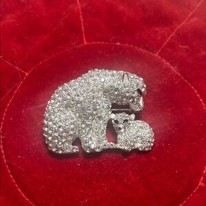 Sparkling Rhinestone Napier Bear Brooch